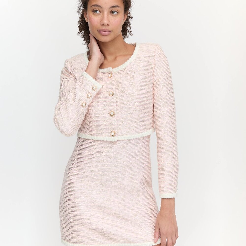 Hill House Pink and Cream Mini Dress